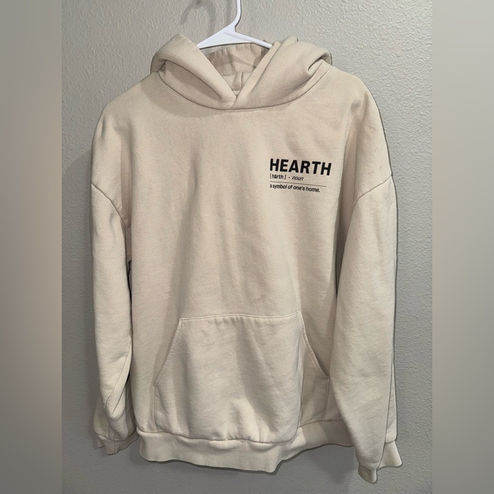 Hearth logo Heavyweight Hoodie 100% Cotton French tan size large